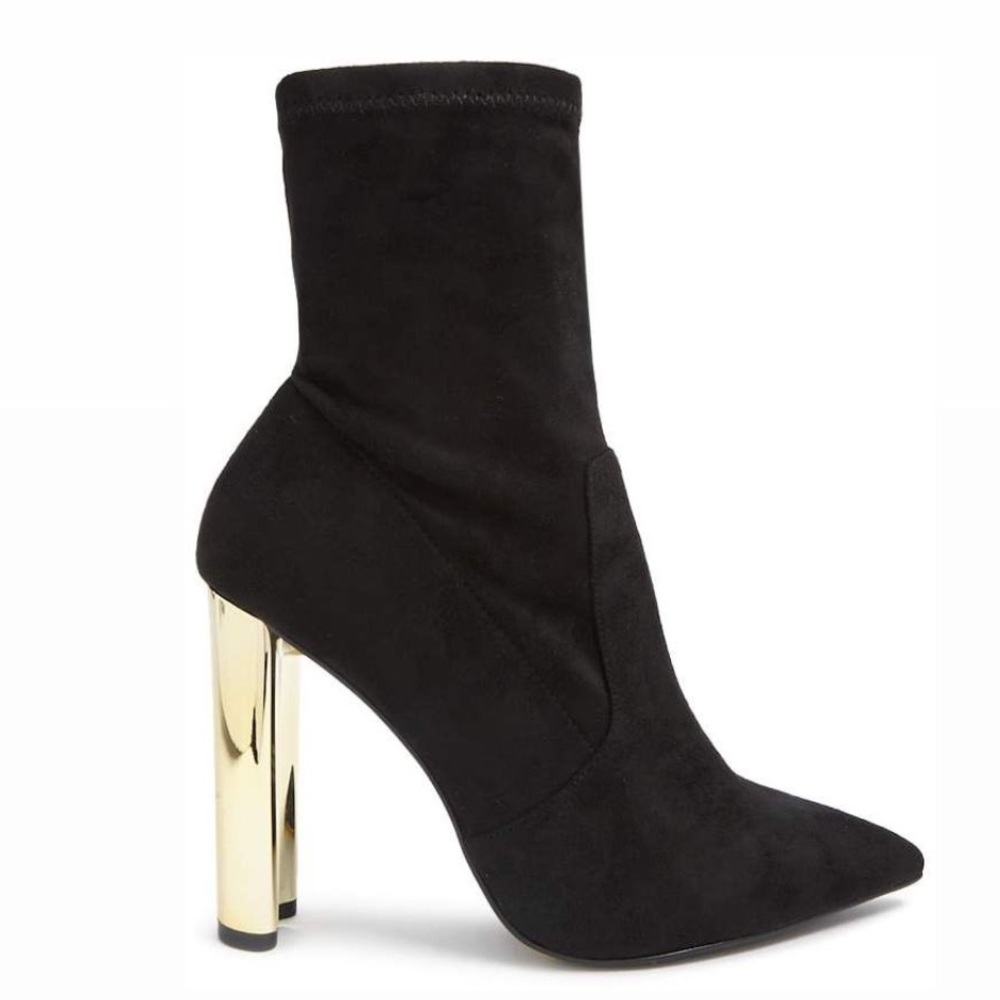 Forever 21 metallic block heel sock boots